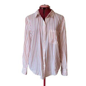 H&M - Pink & White Striped Button-Down Shirt – Lightweight & Casual